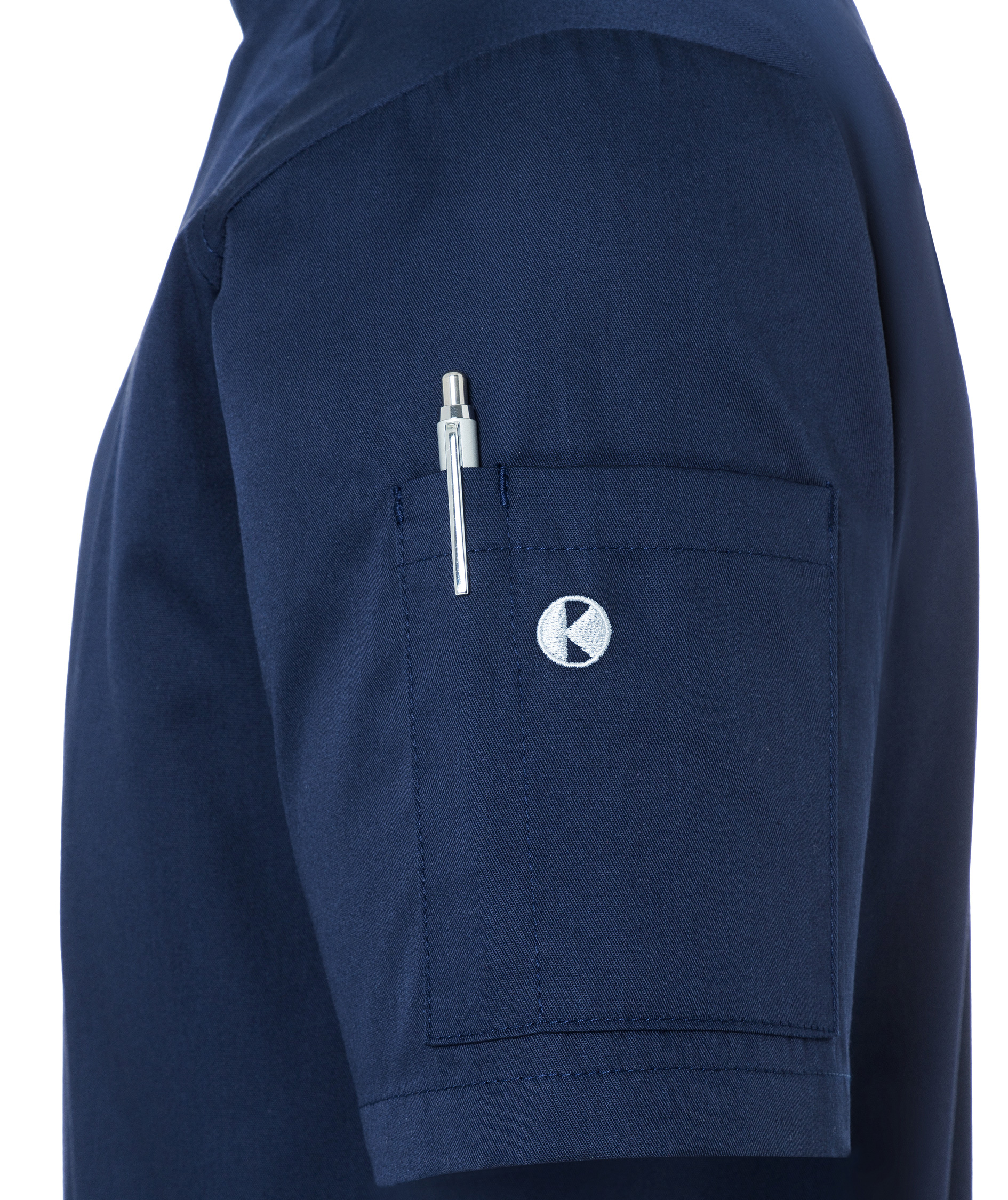 Karlowsky kort&aelig;rmet kokkejakke, Navy, large image number 5