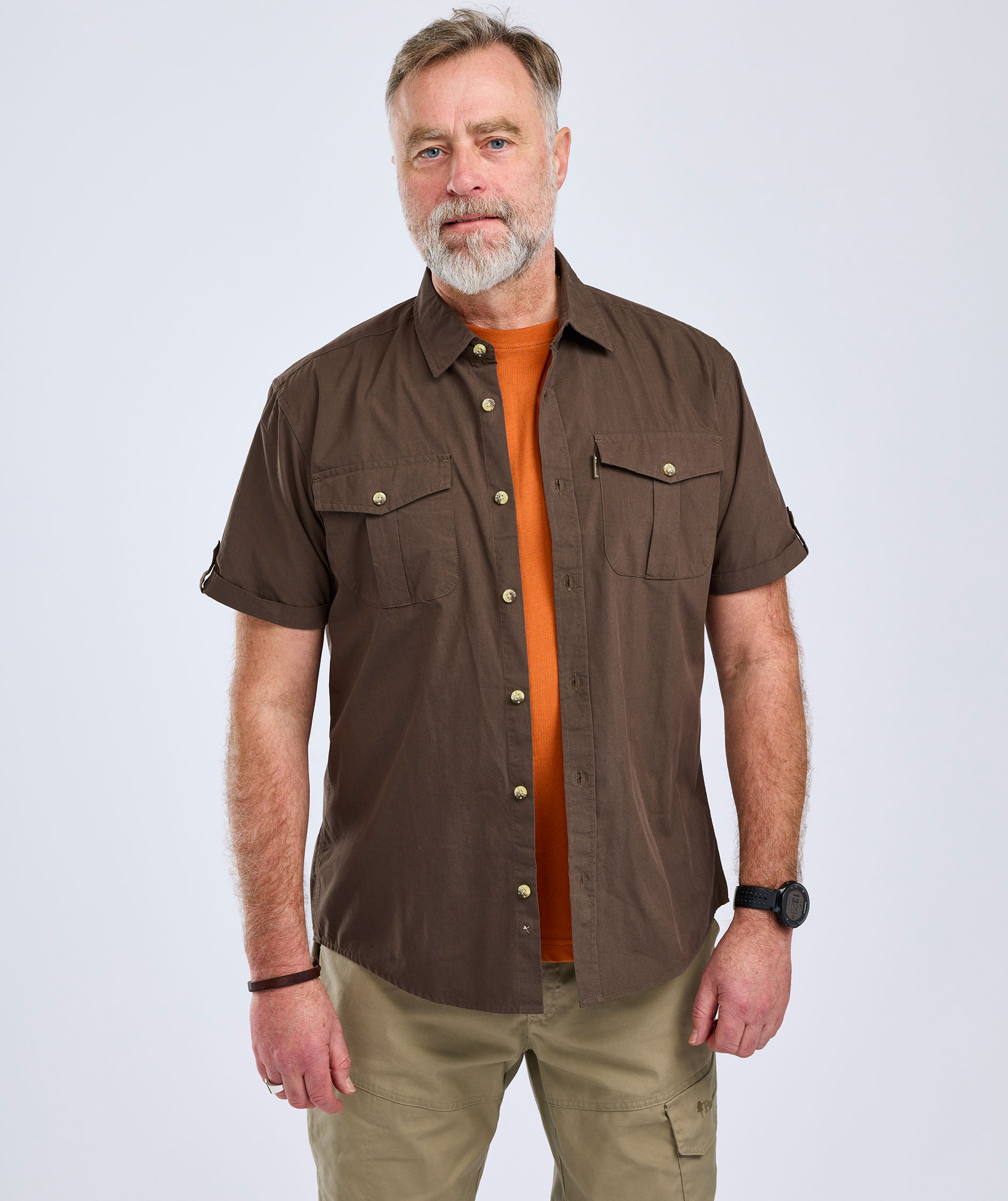 Pinewood Safari kort&aelig;rmet skjorte, Dark Olive, large image number 4