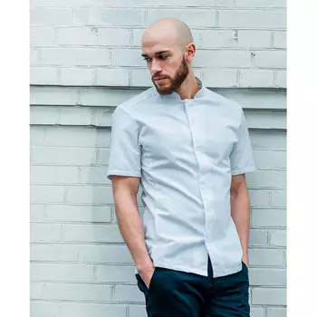 Segers modern fit chefs shirt with short sleeves and snapbuttons, White