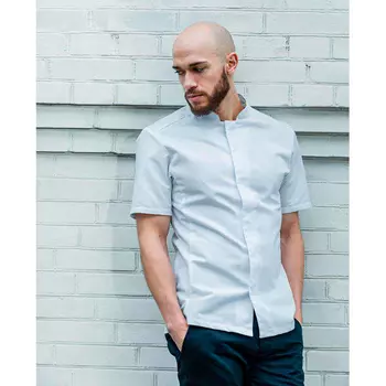 Segers modern fit chefs shirt with short sleeves and snapbuttons, White