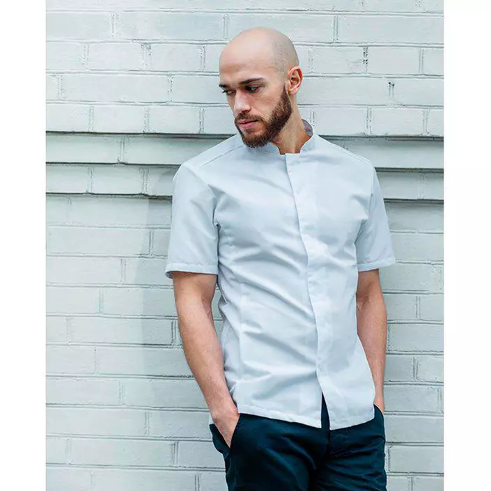 Segers modern fit kortermet kokkeskjorte med trykknapper, Hvit, large image number 1