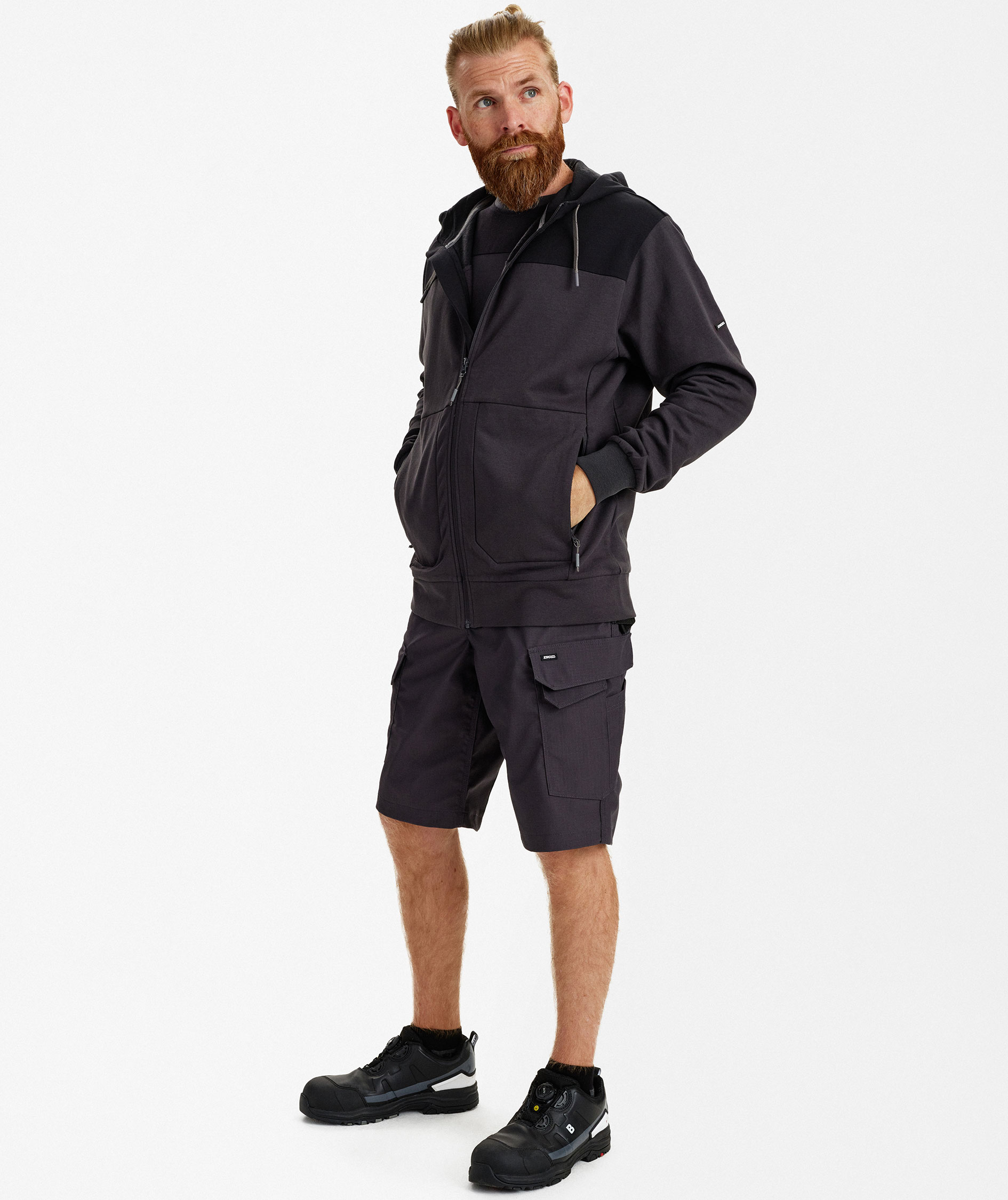 Engel Entire hoodie with zipper, Anthracite Grey/Black, large image number 2