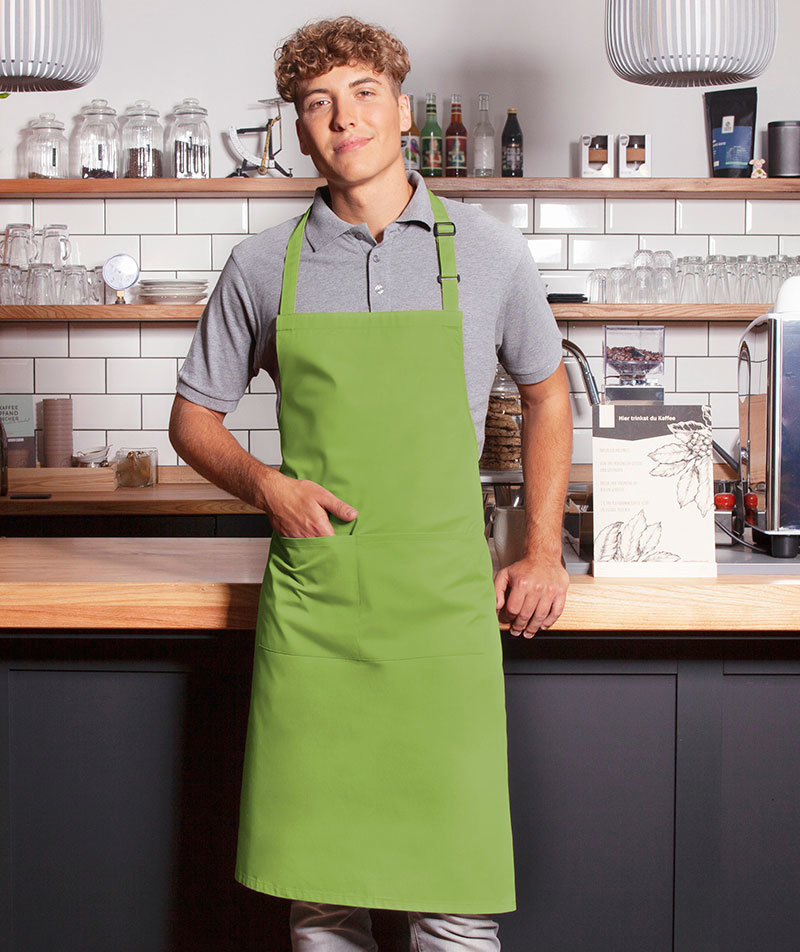 Karlowsky Basic bib apron with pockets, Lime Green