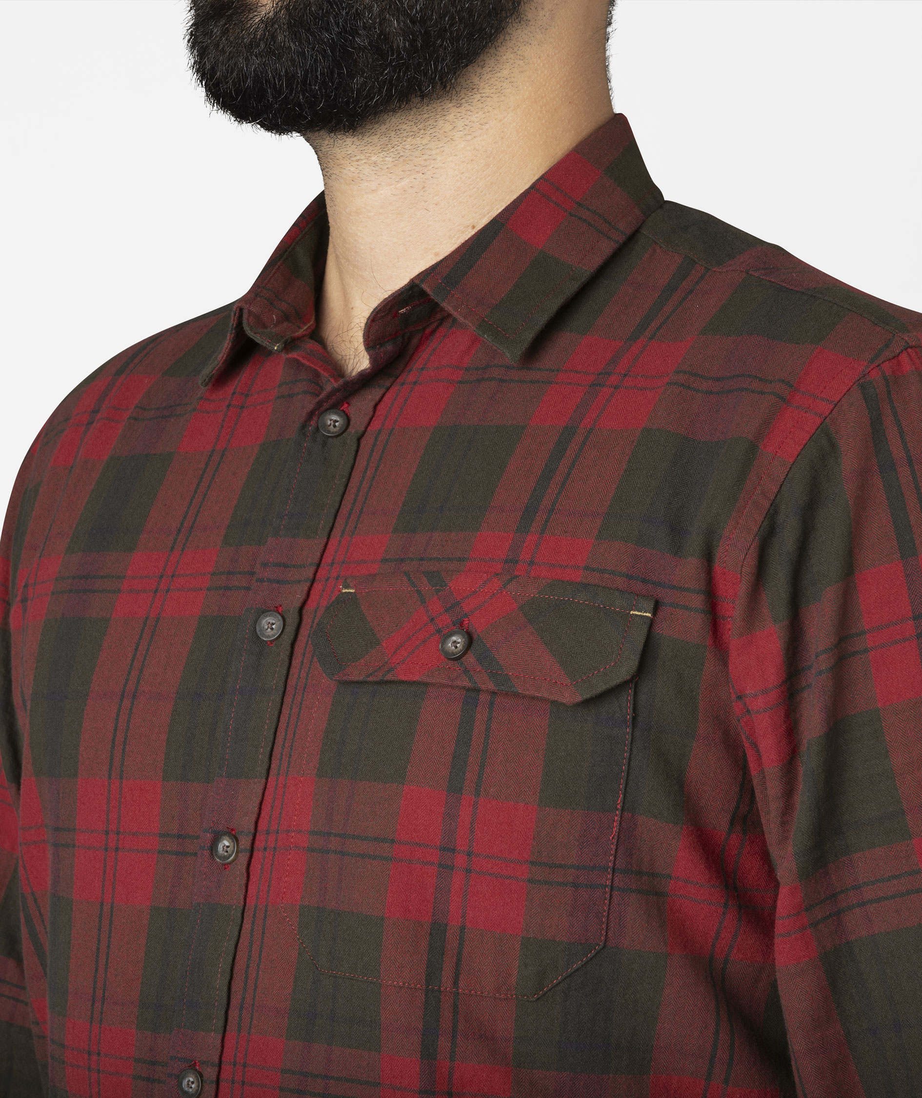 Seeland Highseat Flanellhemd, Red Forest Check, large image number 2