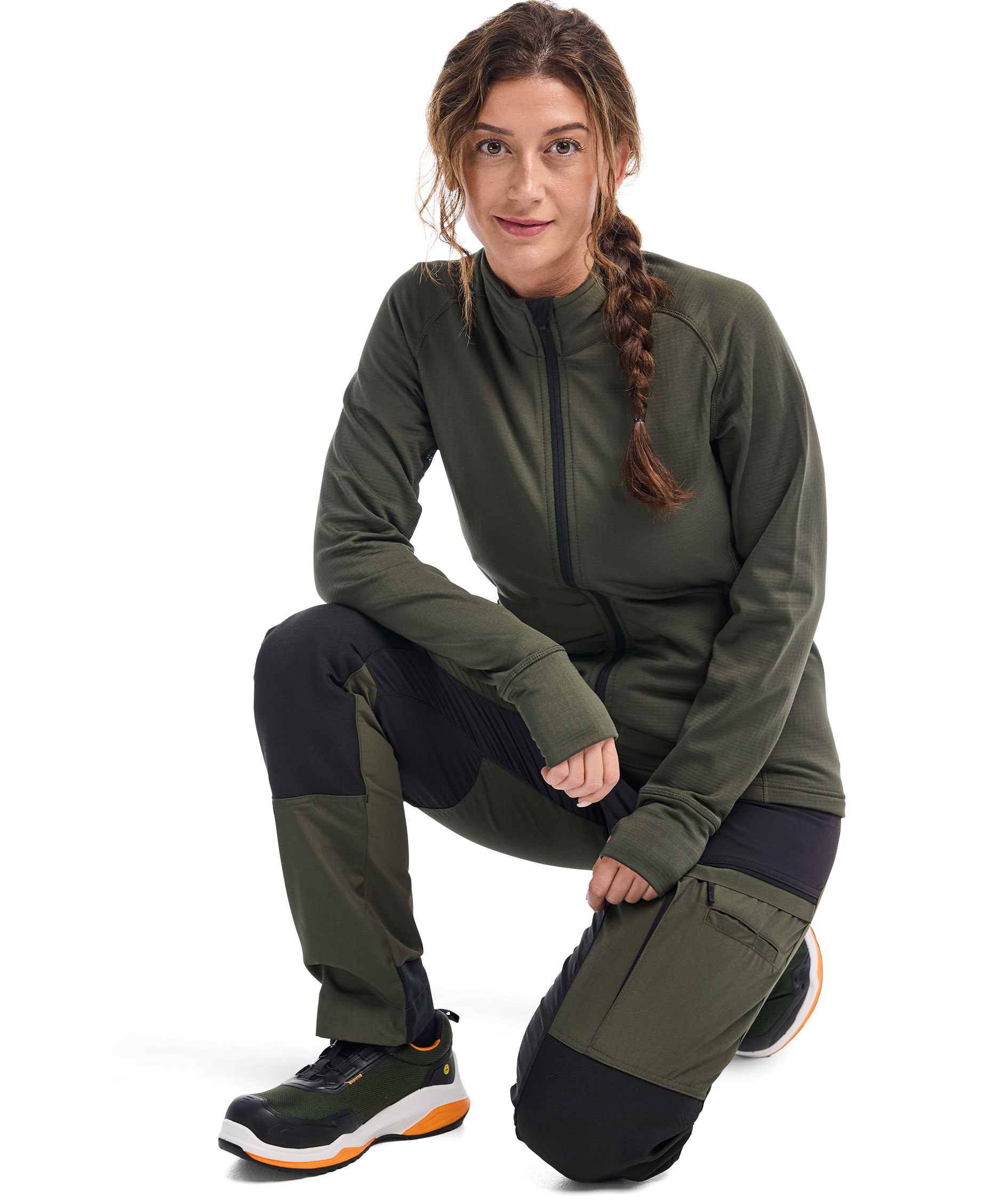 Bl&aring;kl&auml;der arbetsbyxa dam, Skog gr&ouml;n/svart, large image number 2