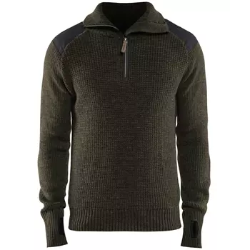 Blåkläder wool sweater, Dark Olive Green/Dark Grey