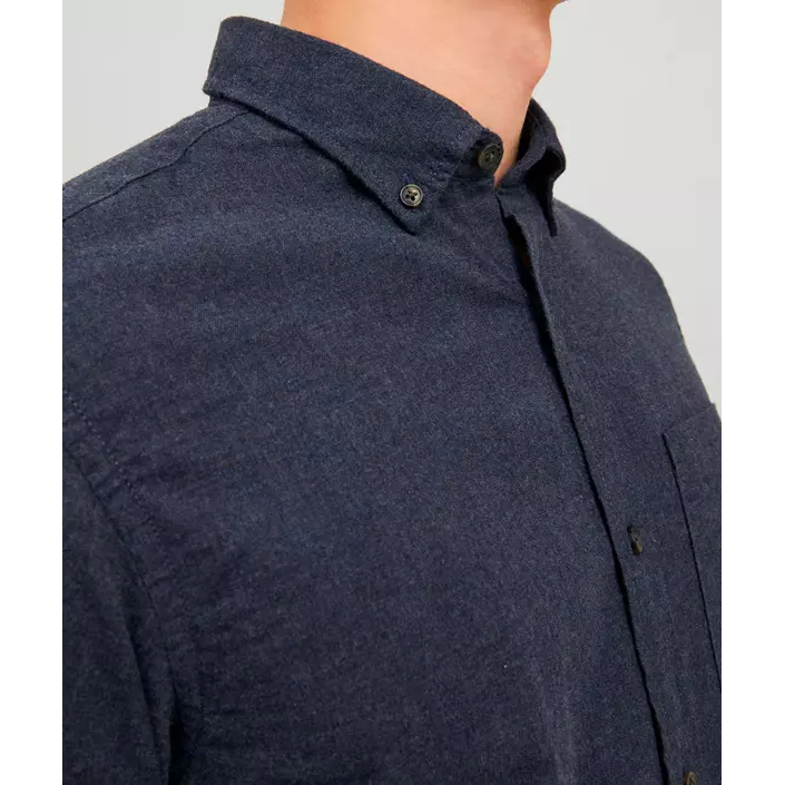 Jack & Jones JJECLASSIC MELANGE Slim fit long-sleeved shirt, Navy Blazer, large image number 4