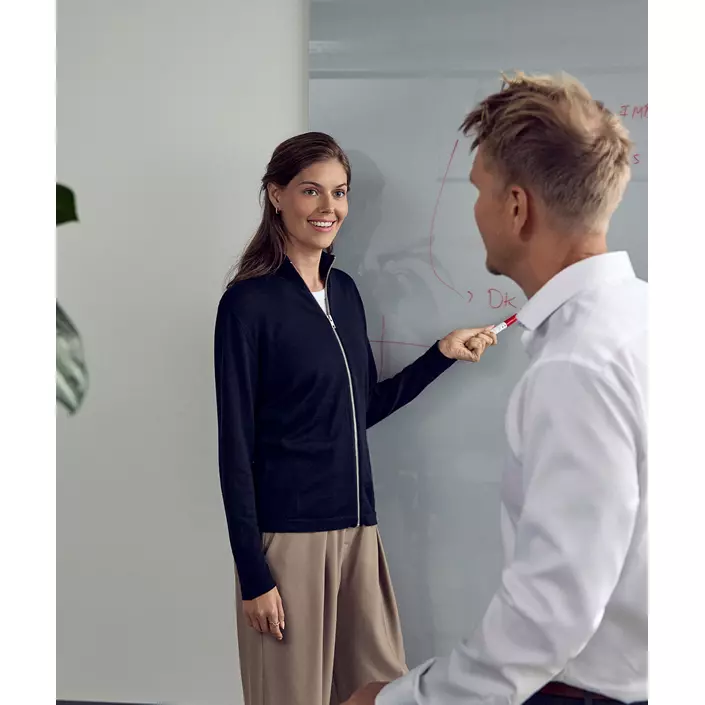 Seven Seas cardigan dam med merinoull, Navy, large image number 1