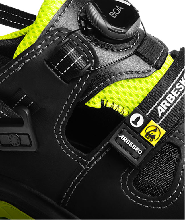 Arbesko 929 safety shoes S1P, Black/Lime, large image number 2