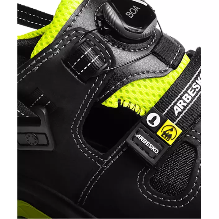 Arbesko 929 safety shoes S1P, Black/Lime, large image number 2