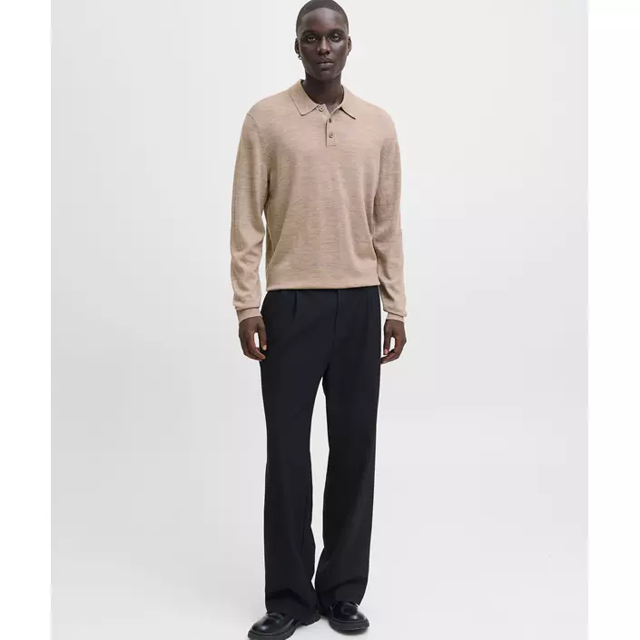 Jack & Jones Premium JPRBLAMERINO stickad tröja med merinoull, Greige Melange, large image number 6