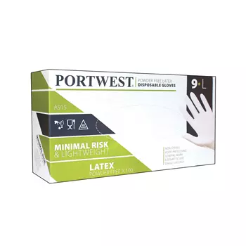 Portwest A915 Einweghandschuhe/Latexhandschuhe ohne Puder, 100er Pack, Weiß