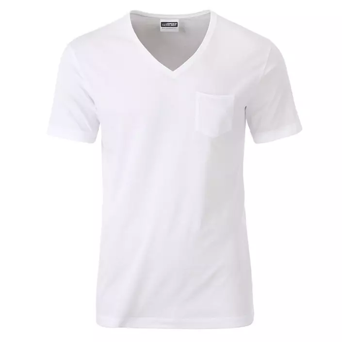 James & Nicholson T-shirt with chestpocket, White, large image number 0