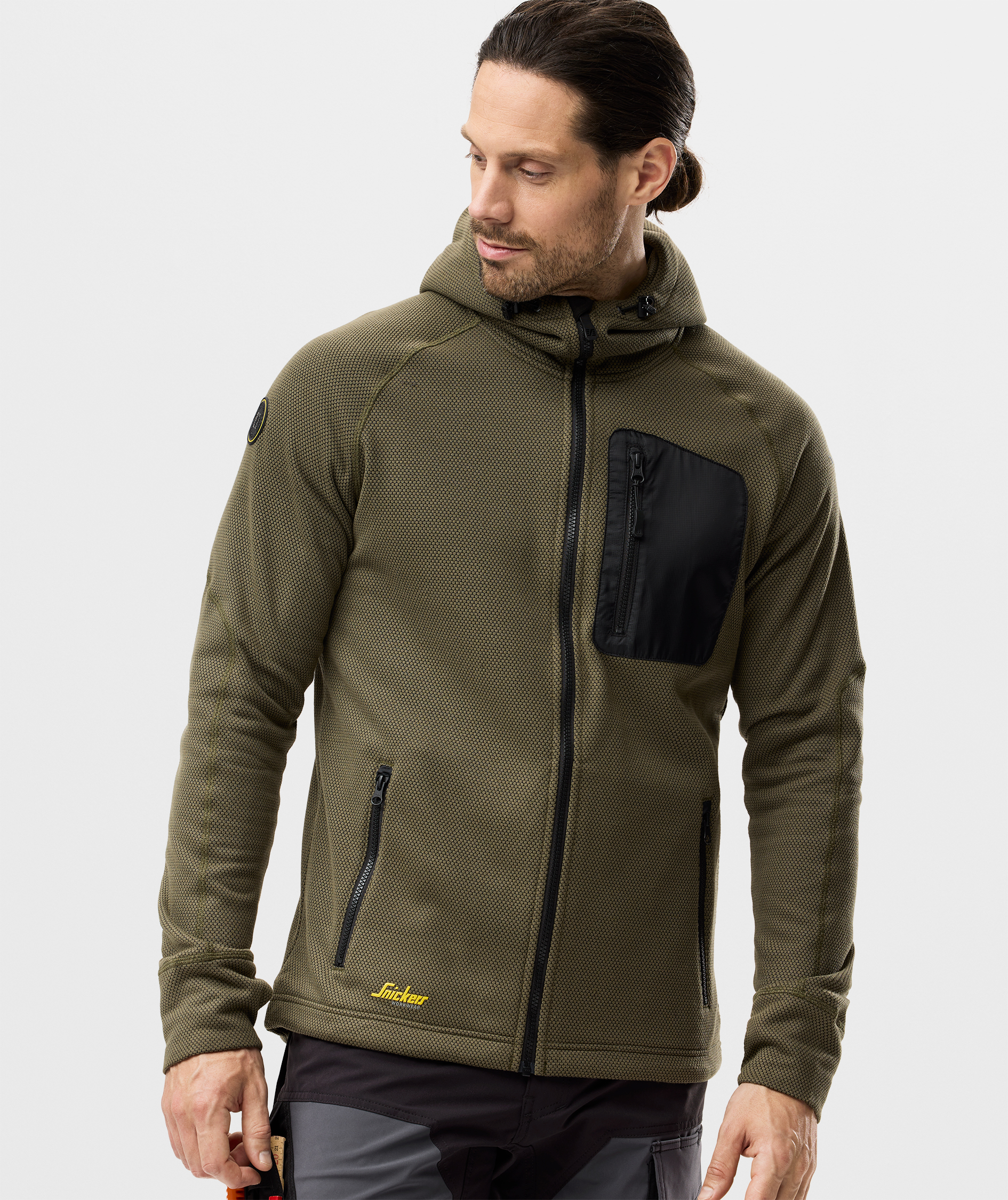 Snickers FlexiWork fleecehoodie 8041, Khaki Green/Black
