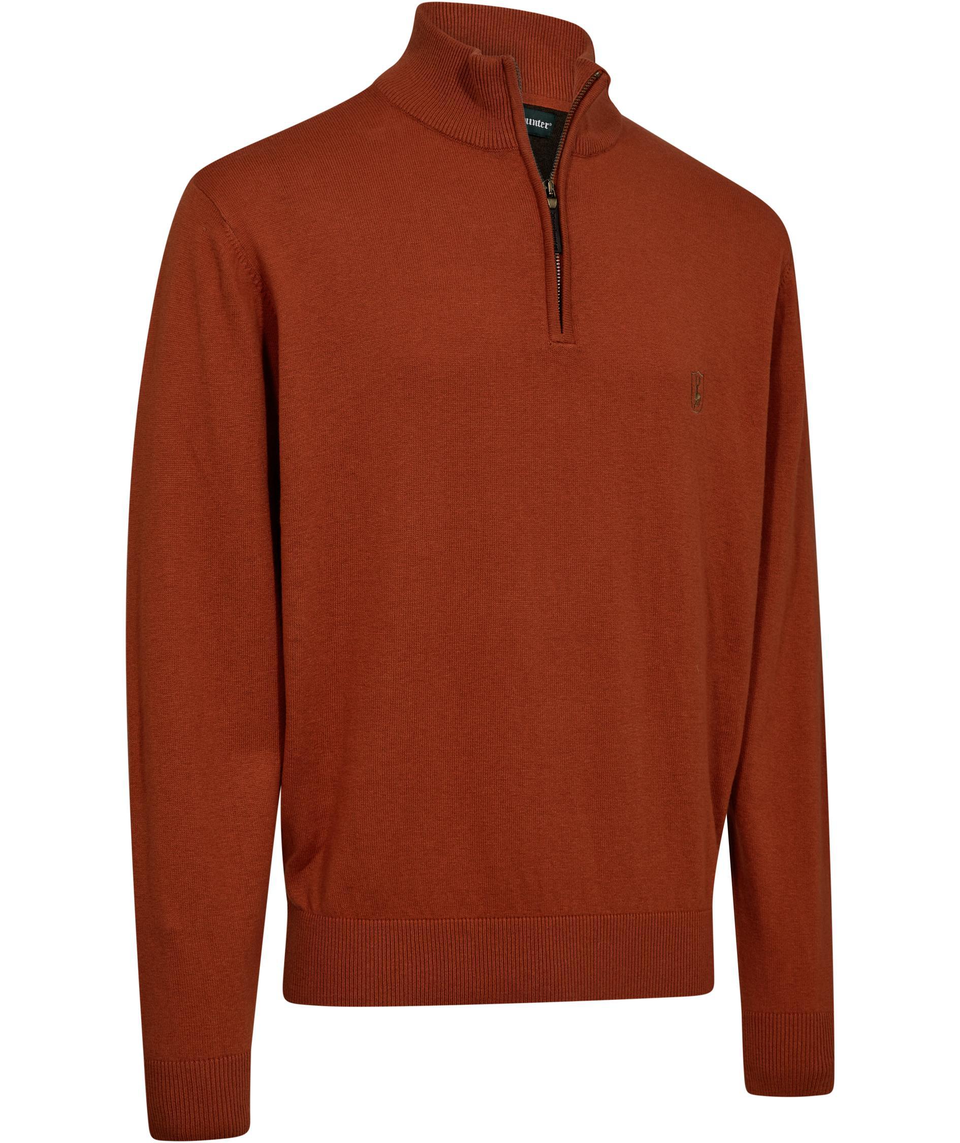 Deerhunter Harrington half zip knitted pullover with merino wool, Oak Rust Melange