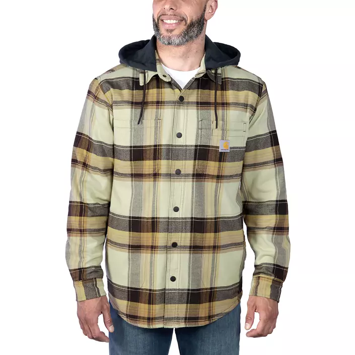 Carhartt fodrad flanellskjorta jacka, Dark brown, large image number 1