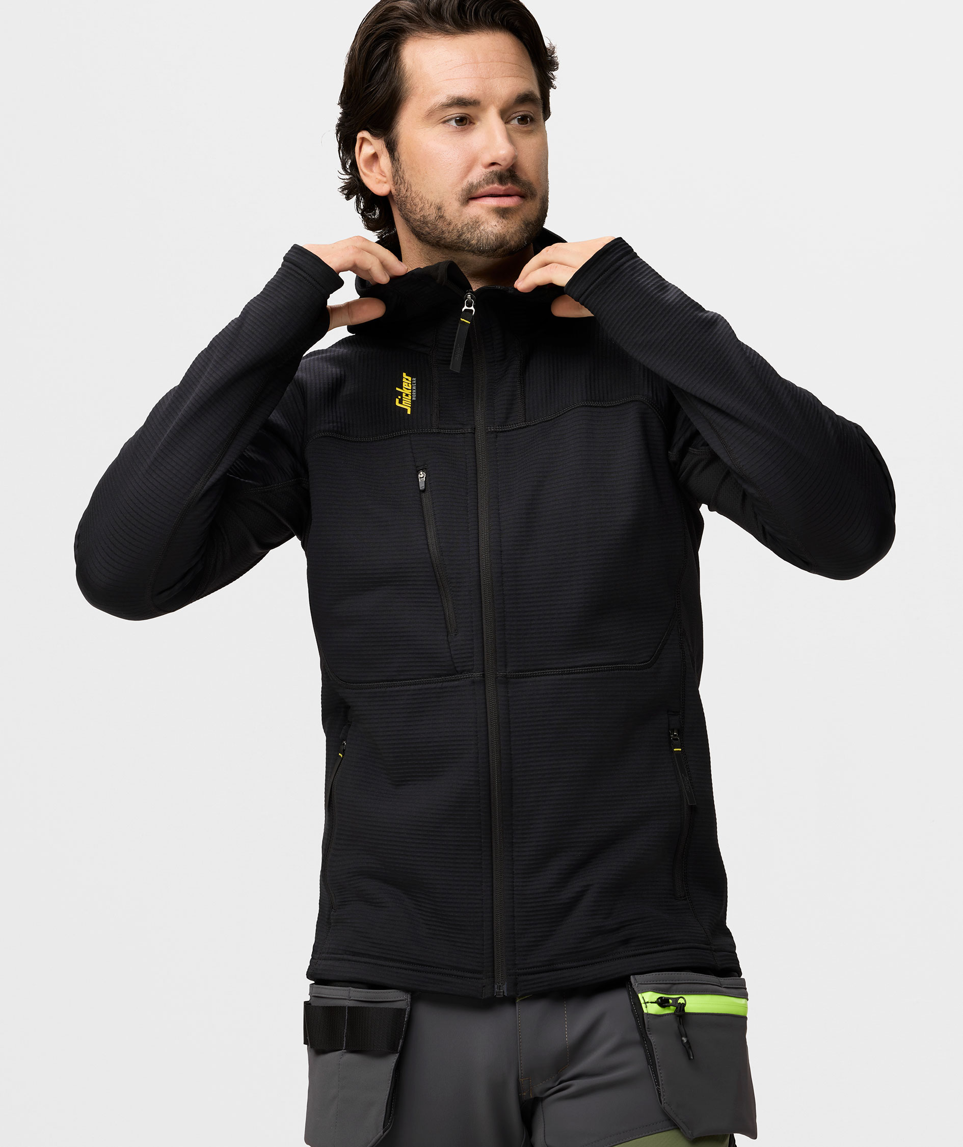 Snickers Body Mapping fleece hoodie with zipper 9420, Black/Black