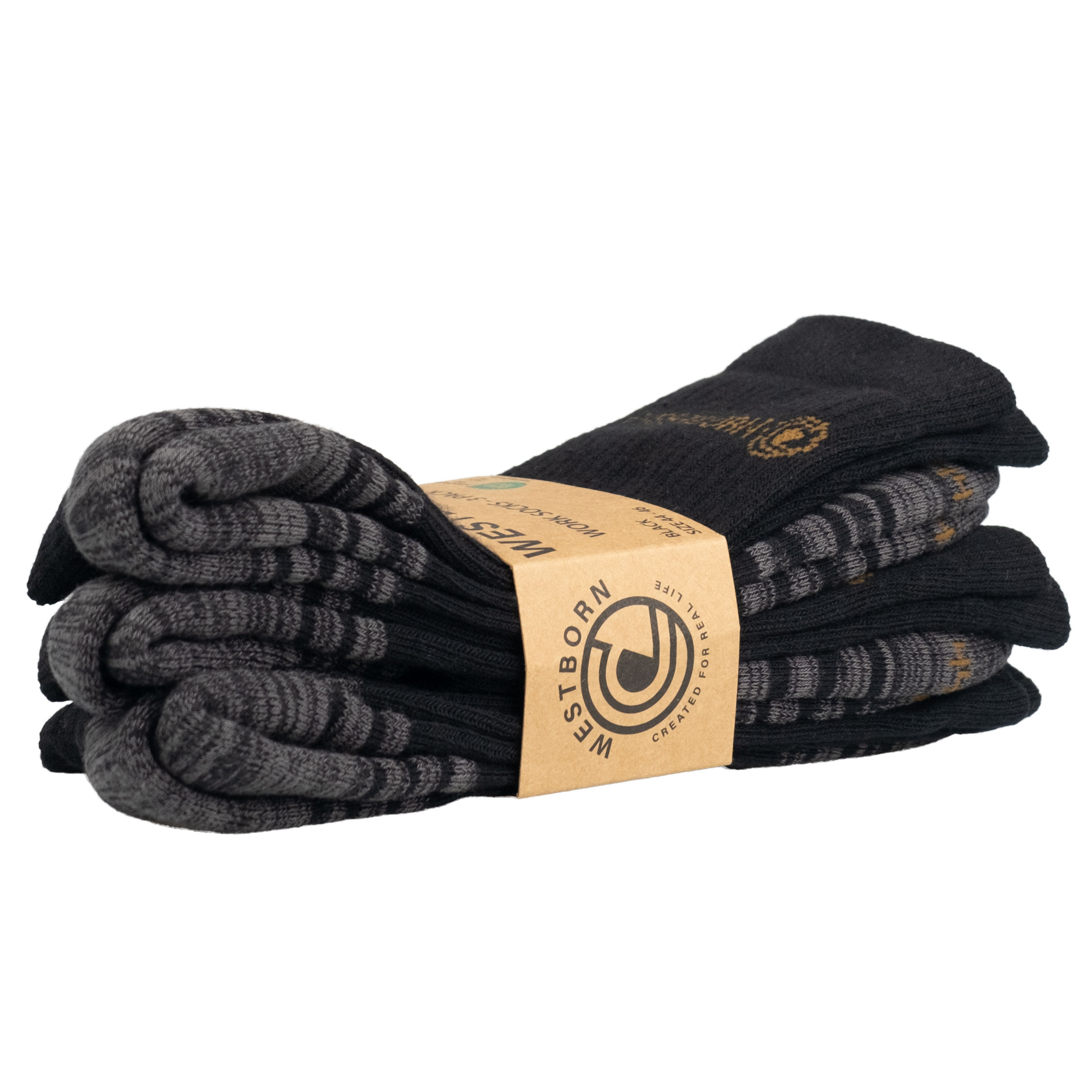 Westborn 3-pack work socks, Black/Grey, large image number 2