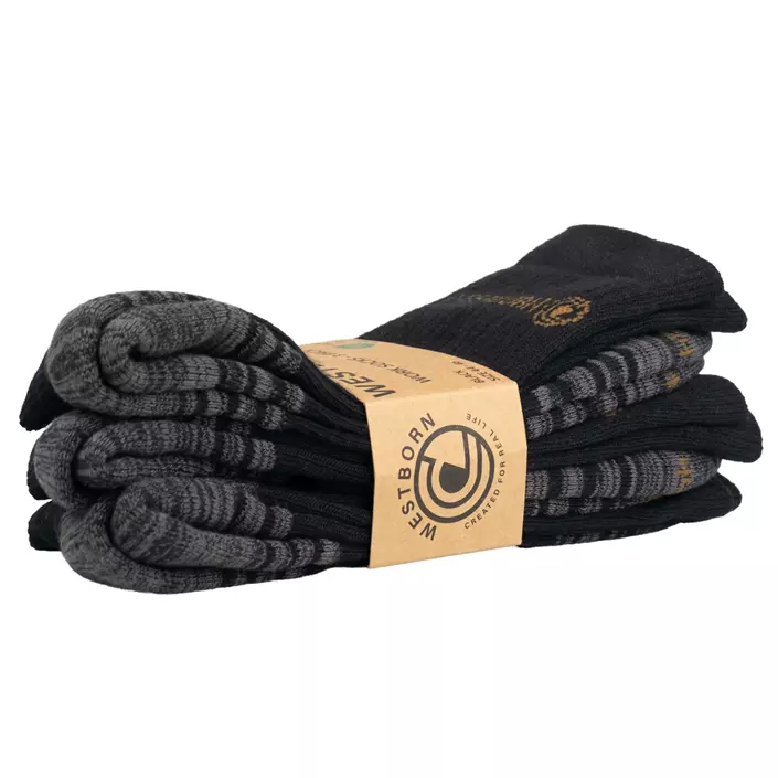 Westborn 3-pack arbetsstrumpor, Svart/Grå, large image number 2