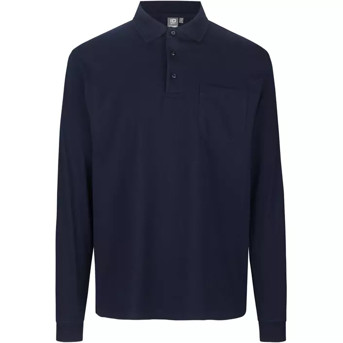 ID PRO Wear langermet Polo T-skjorte, Marine, large image number 0