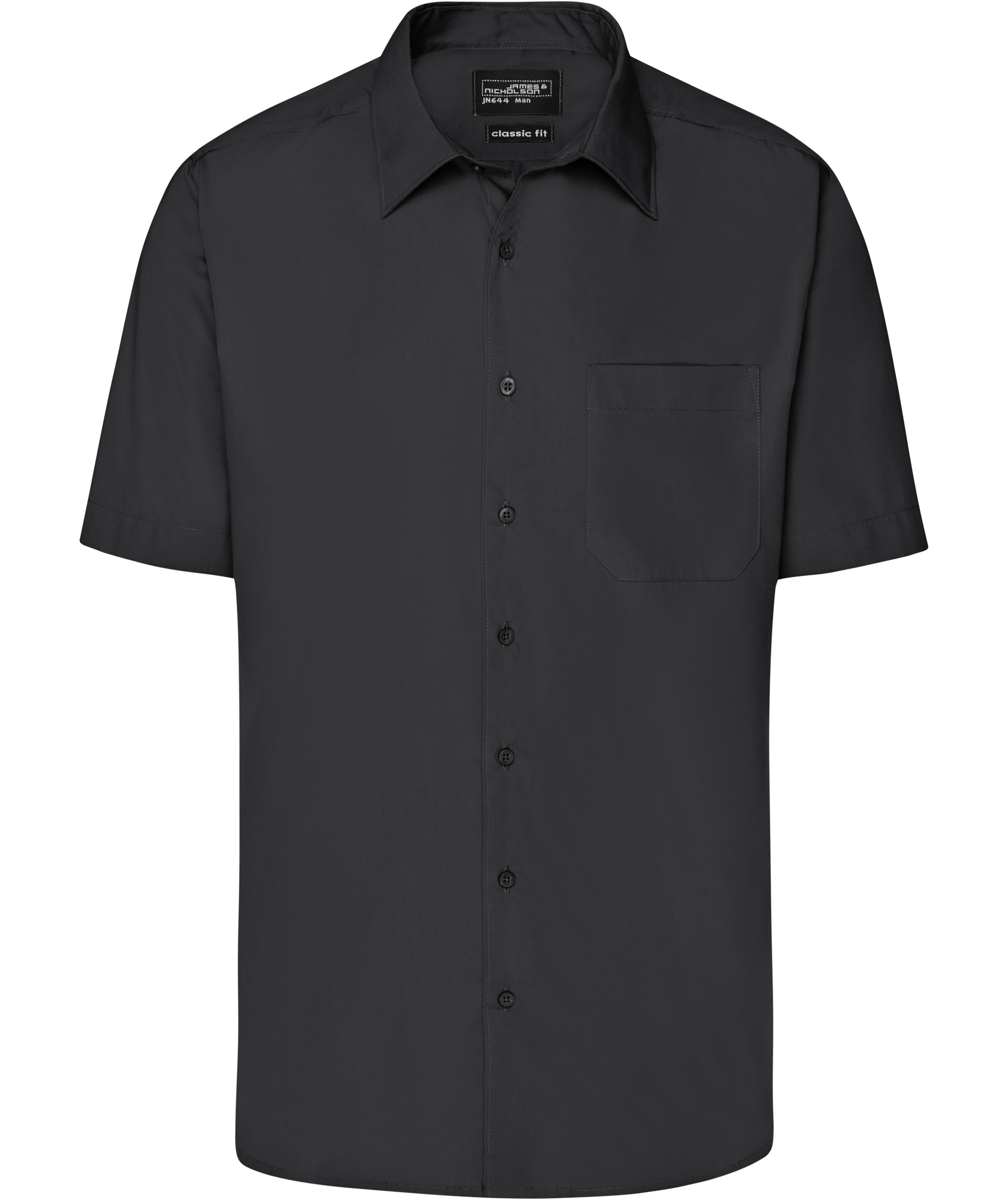 James & Nicholson classic fit short-sleeved shirt, Black