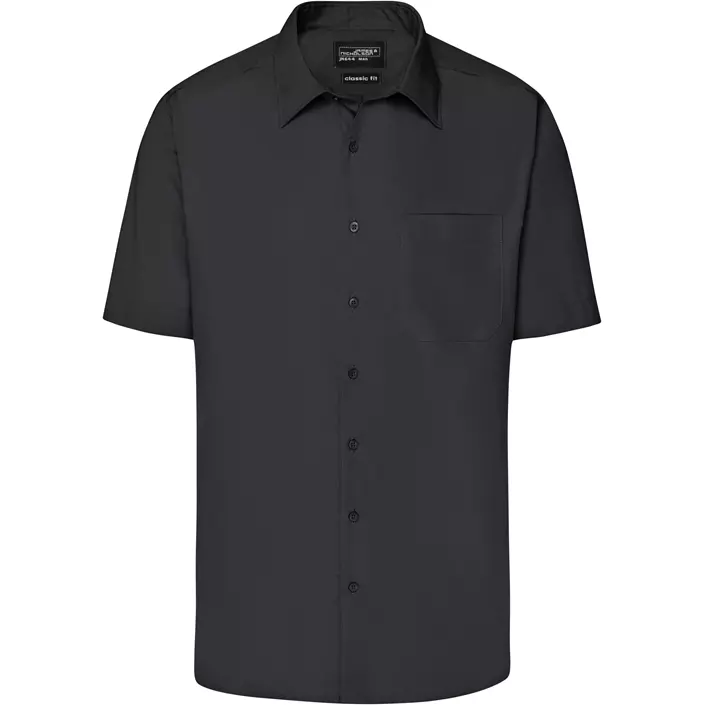 James & Nicholson modern fit short-sleeved shirt, Black, large image number 0