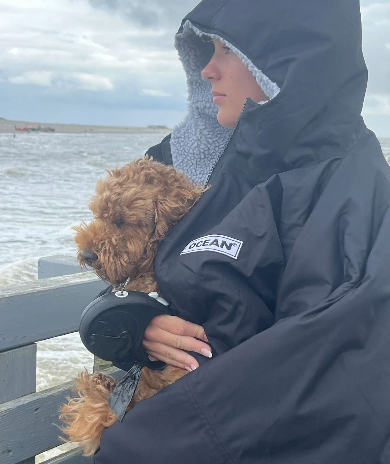 Ocean Aqua Shield poncho med dragkedja, Navy, large image number 4