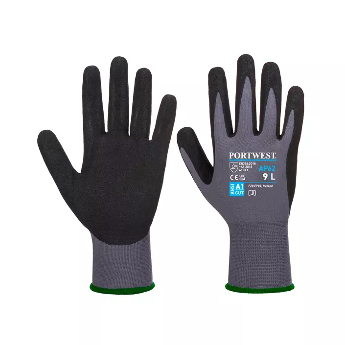 Portwest Dermiflex Aqua work gloves, Black/Grey, large image number 0