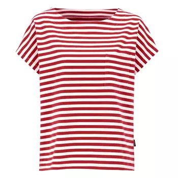 Hejco Polly Damen T-shirt, Weiss/rot gestreift