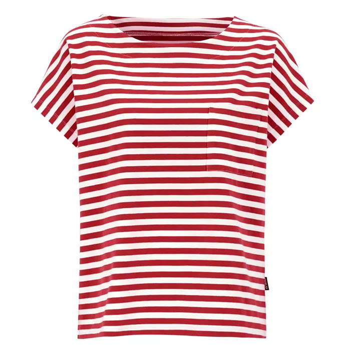 Hejco Polly Damen T-shirt, Weiss/rot gestreift, large image number 0