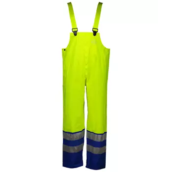 Abeko Atec rain bib and brace trousers, Hi-Vis Yellow/Royal Blue