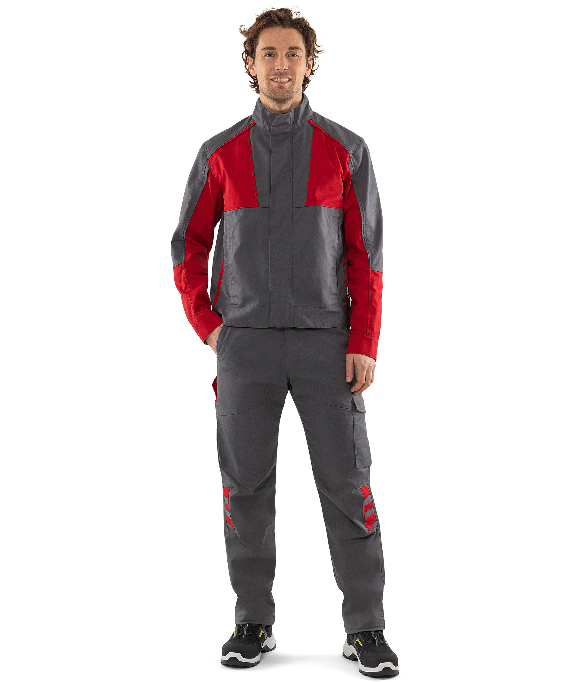 Fristads Green arbetsjacka 4930 GWM, Gr&aring;/R&ouml;d, large image number 1