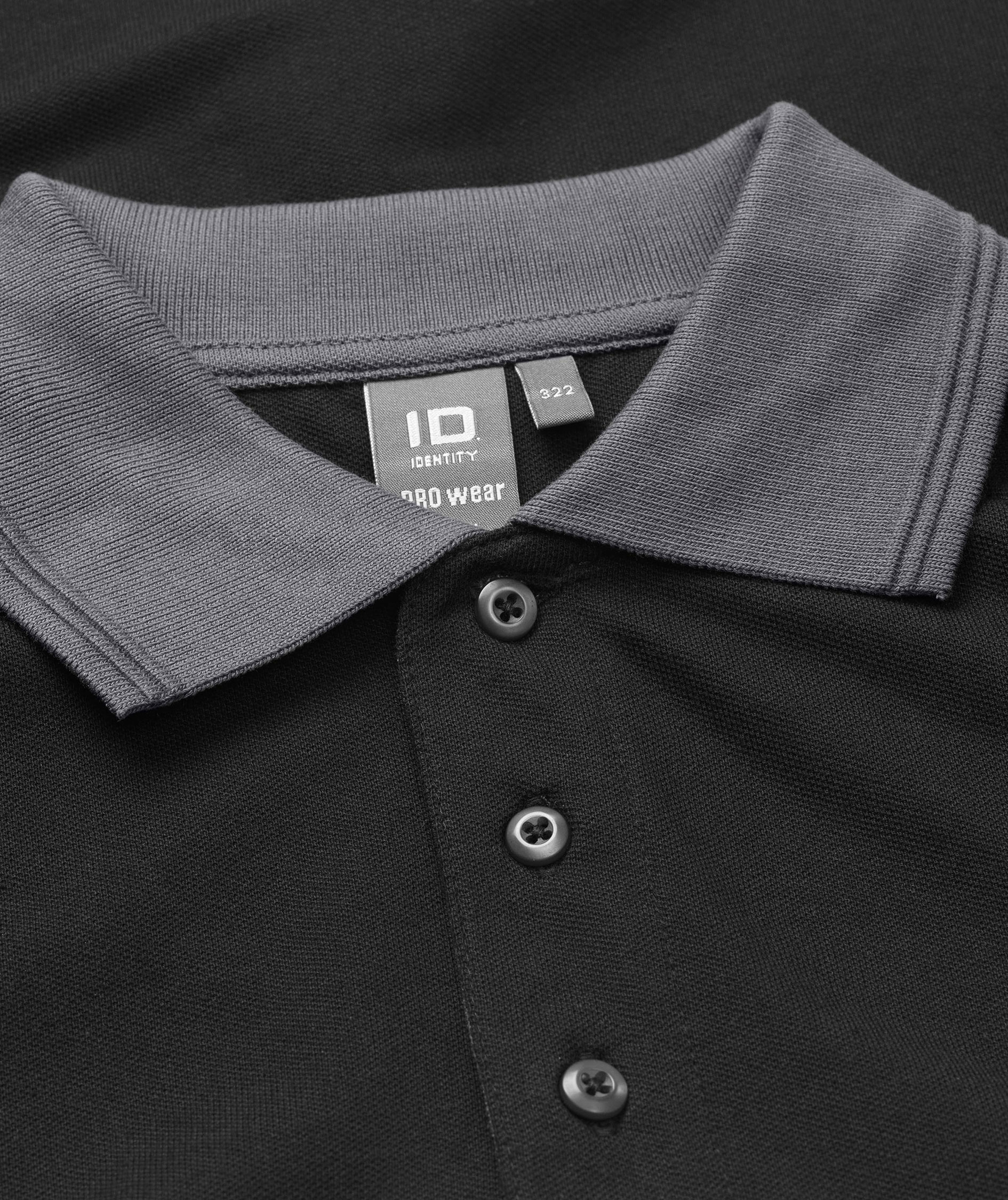 ID Pro Wear kontrast Polo T-shirt, Sort, large image number 3