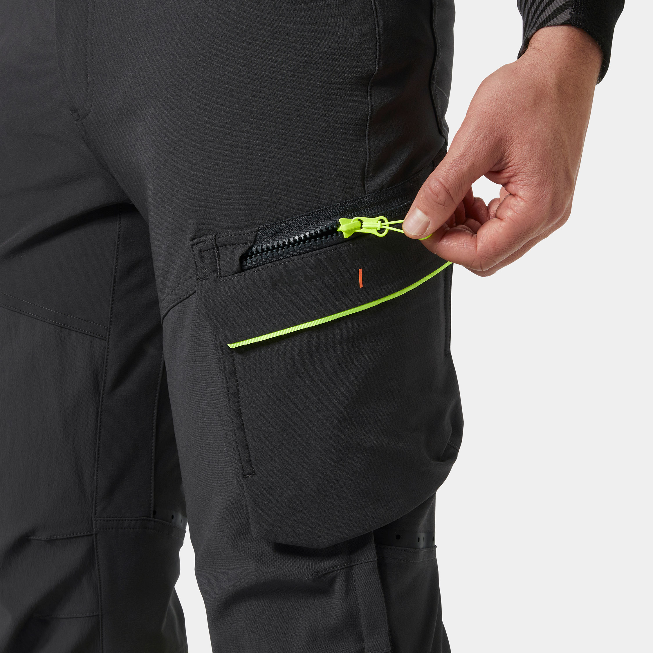 Helly Hansen ICU BRZ Connect&trade; work trousers full stretch, Hi-vis yellow/Ebony, large image number 4