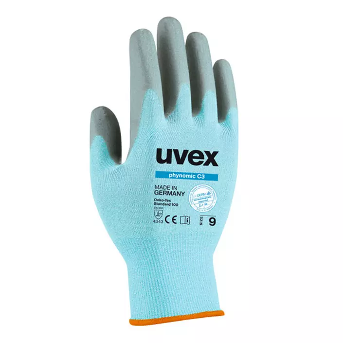 Uvex Phynomic C3 cut protection gloves Cut B, Light blue/blue, large image number 0