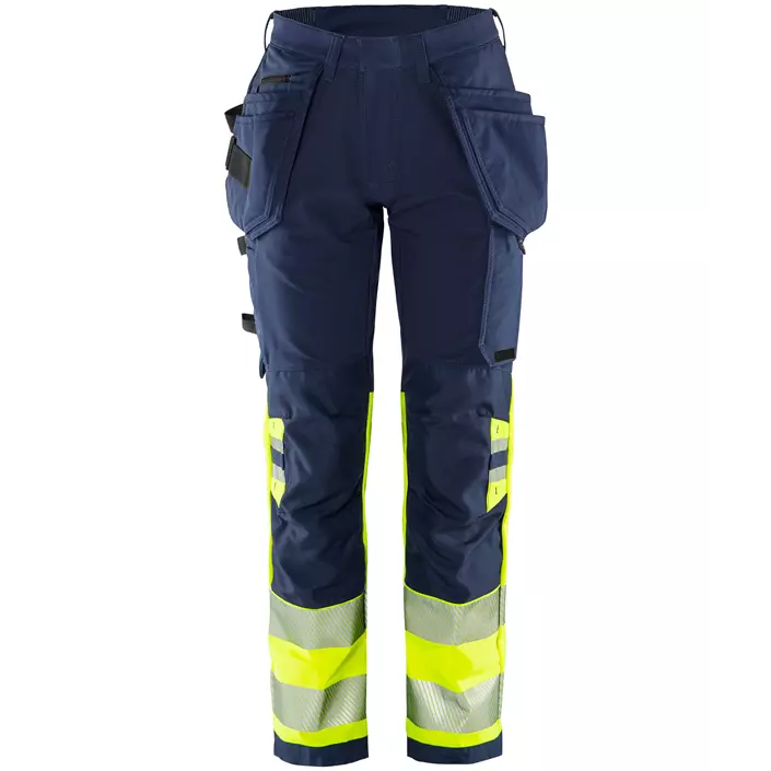 Fristads Green women's craftsman trousers 2663 GSTP full stretch, Hi-Vis yellow/marine, large image number 0