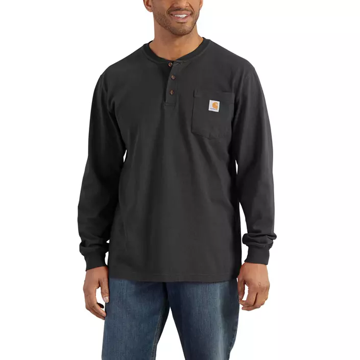 Carhartt Henley langermet T-skjorte, Svart, large image number 1