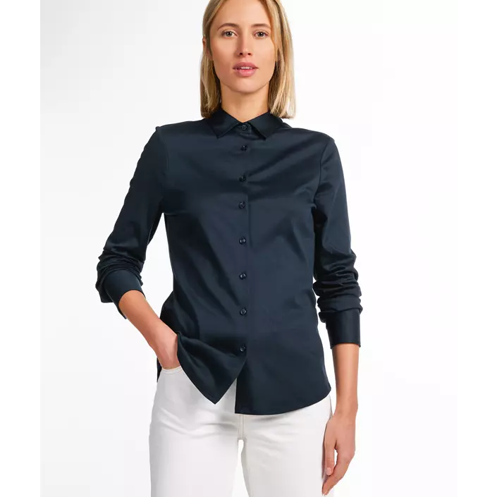 Eterna Jersey slim fit dameskjorte, Navy, large image number 1