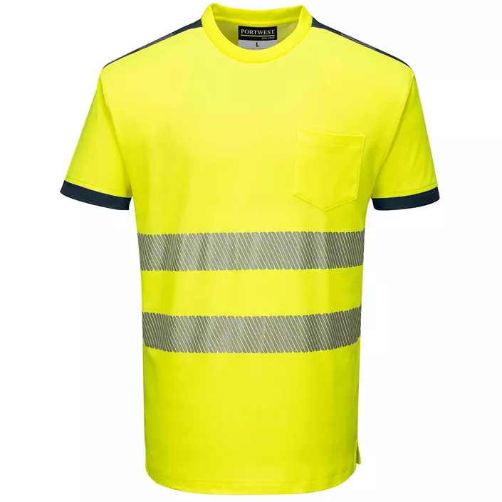 Portwest PW3 T-shirt, Hi-Vis Yellow/Dark Marine, large image number 0