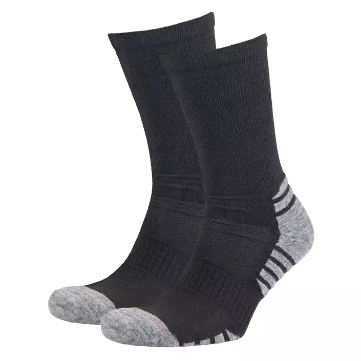 Westborn 2-pack arbetsstrumpor med ull, Svart/Grå, large image number 0