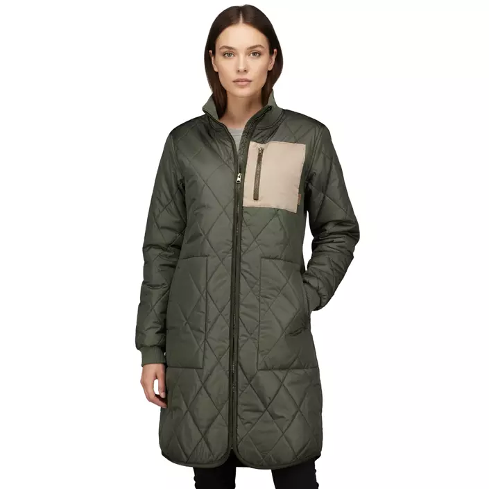 Westborn lang dame termojakke, Dusty Olive, large image number 1
