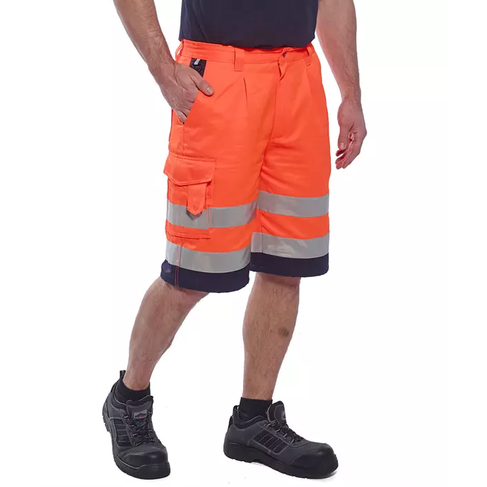 Portwest work shorts, Hi-vis Orange/Marine, large image number 1