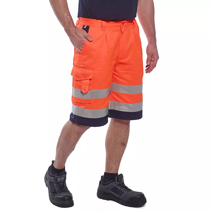 Portwest work shorts, Hi-vis Orange/Marine, large image number 1