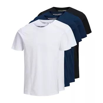 Jack & Jones JJEORGANIC 5er-Pack T-shirt, White/Navy/Black