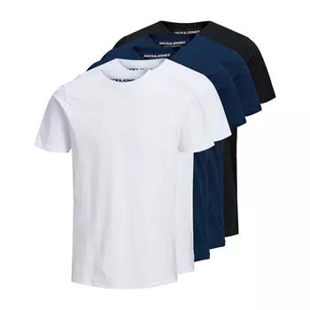 Jack & Jones JJEORGANIC 5-pak T-shirt, White/Navy/Black