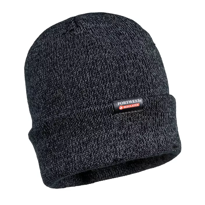 Portwest reflective knit hat with lining, Black, Black, large image number 0