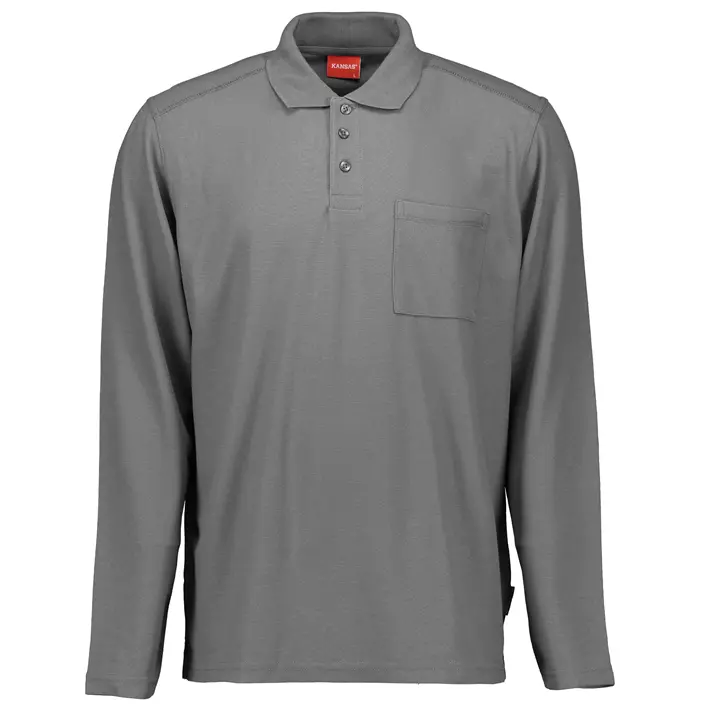 Kansas Match langærmet Polo T-shirt, Mørkegrå, large image number 0