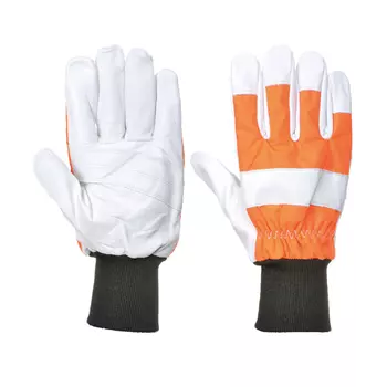 Portwest Oak chainsaw protection gloves, Orange/white
