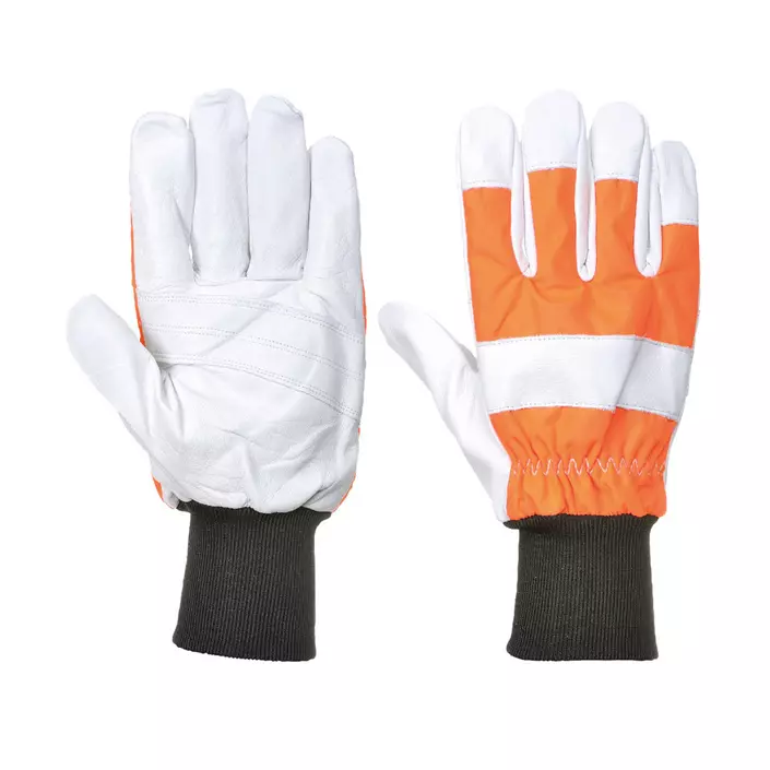 Portwest Oak chainsaw protection gloves, Orange/white, large image number 0