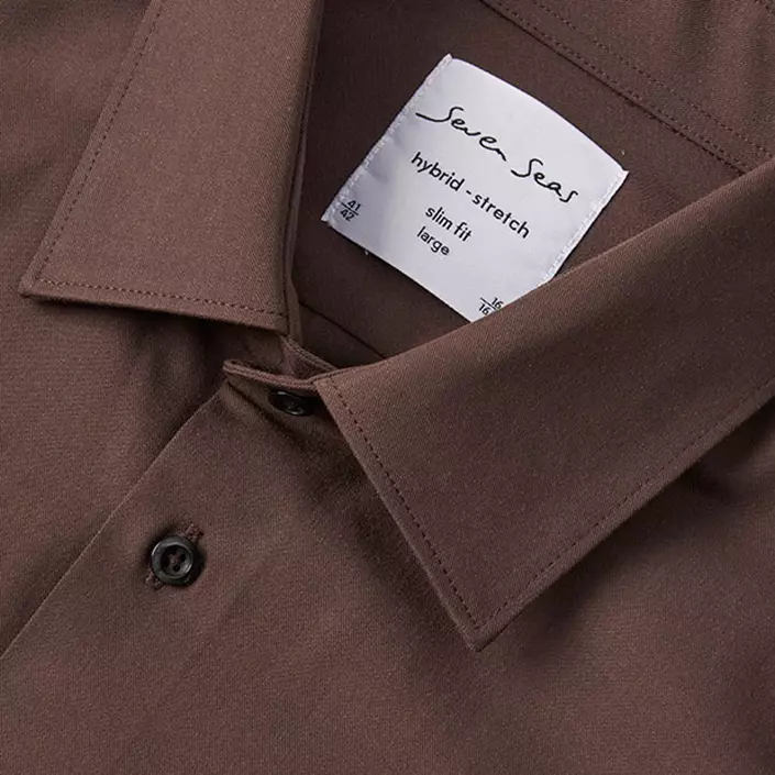 Seven Seas hybrid Modern fit skjorte, Mocca, large image number 3
